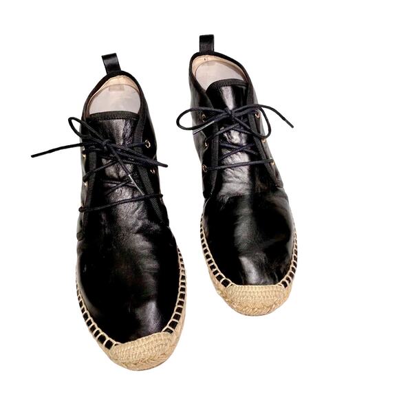Club Monaco Black Glove Leather Espadrille Ankle Chukka Boots0 - Picture 4 of 10